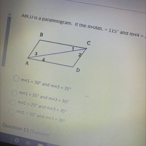 ABCD Is a parallelogram if m