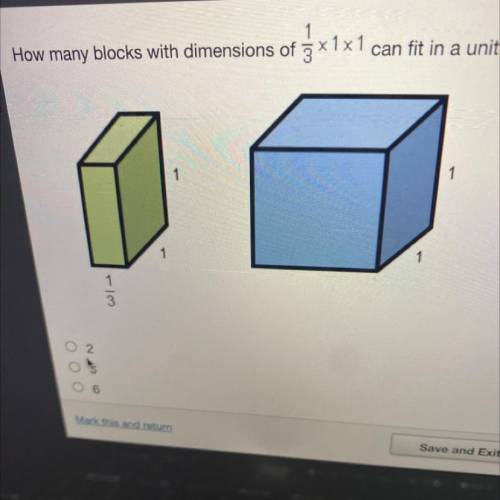 How many blocks with dimensions of

1/3 *1x1
can fit in a unit cube GIVING 100 POINTS AND BRAINLIS
