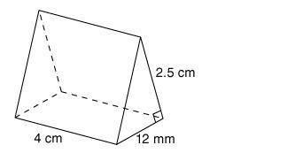 What is the value of B for the following triangular prism? Remember that there are 10 millimeters i