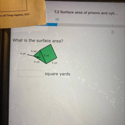 Could someone please help me with the surface area of this prism