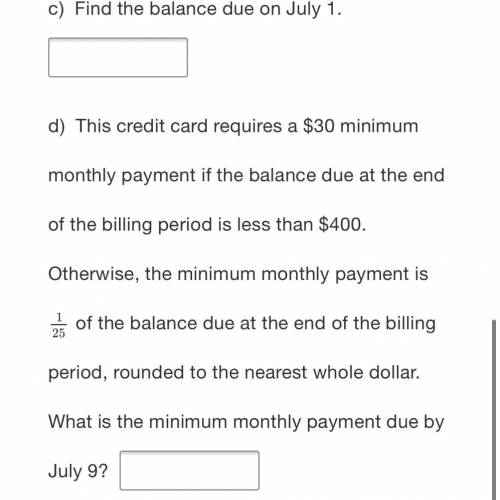 ription Previous balance, $2653.48 June 1 Billing date $1000.00 credit June 6 Payment $ 36.25 June