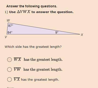 If W is 87 and V is 84 and X is 9 what would be the greatest length?