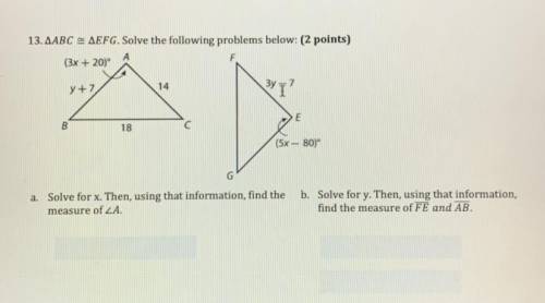 Solve the following bellow. Triangle ABC =EFG