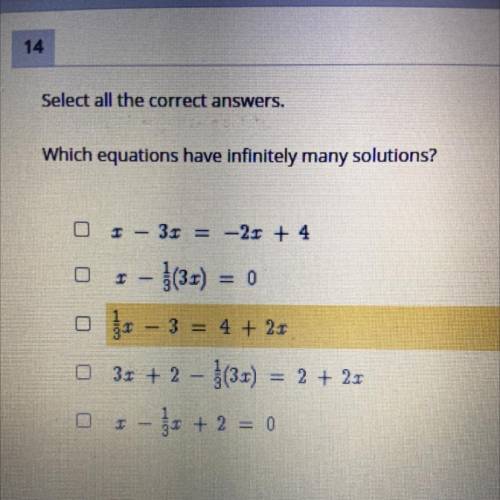 Which equation have infinitely many solutions?