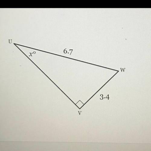 Solve for x. Round to the nearest tenth of a degreee, if necessary

Using Trig to find angles