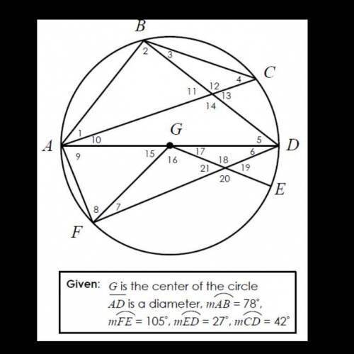 WILL GIVE BRAINLIEST- find the measures of angles 1-21