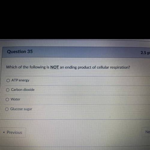 Which of the following is NOT an ending product of cellular respiration?