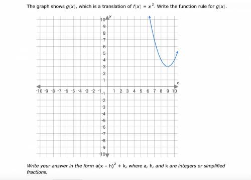 PLEASE ANSWER

The graph shows g(x), which is a translation of f(x)=x2. Write the function rule fo