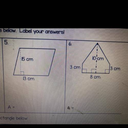 Find the area for 5 and 6 and please explain the steps
