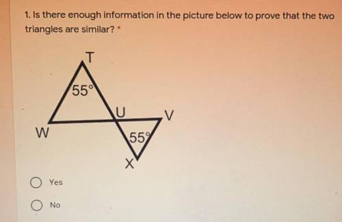 Is there enough info in the pic to prove the two triangles are similar?
