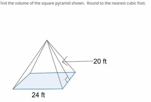 Find the volume of the square pyramid shown. Round to the nearest cubic foot.