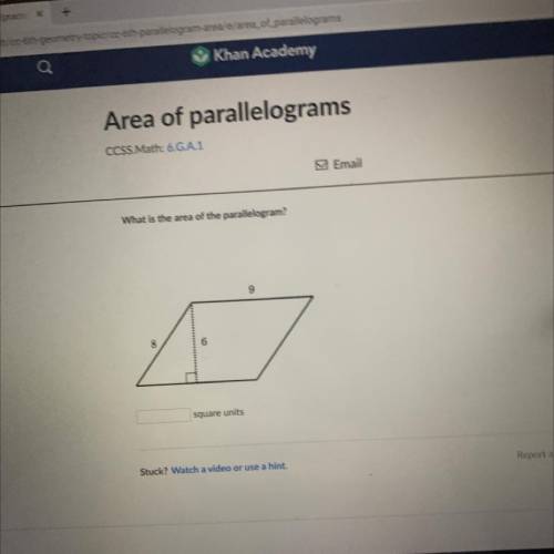 What is the area of the parallelogram?
9
8
6
square units
