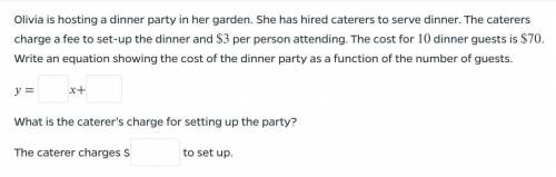 Olivia is hosting a dinner party in her garden. She has hired caterers to serve dinner. The caterer