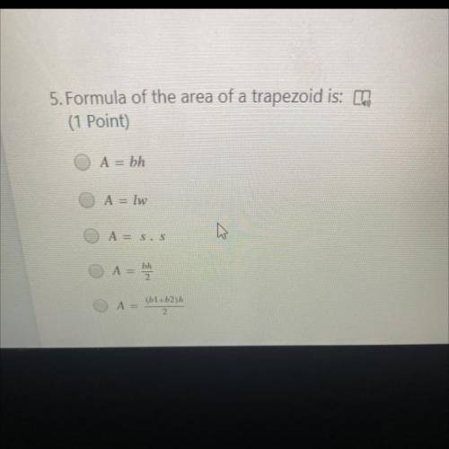 . Formula of the area of a trapezoid is: