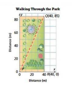 You walk along the outside of a park starting at point P. Then you take a shortcut represented by P