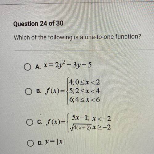 Which of the following is a one-to-one function?