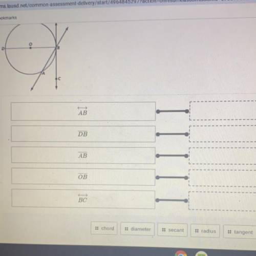 Tell whether the line or segment is best described as a Radius, Chord, Diameter, secant, or Tangent