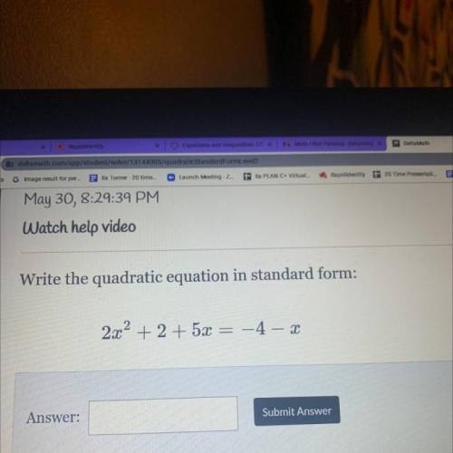 Help !! Write the quadratic equation in standard form
