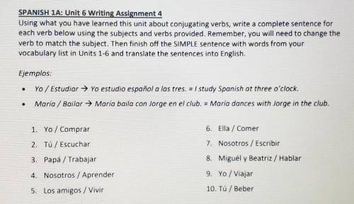 PLEASE HELP!!!

SPANISH 1A: Unit 6 Writing Assignment 4 Using what you have learned this unit abou