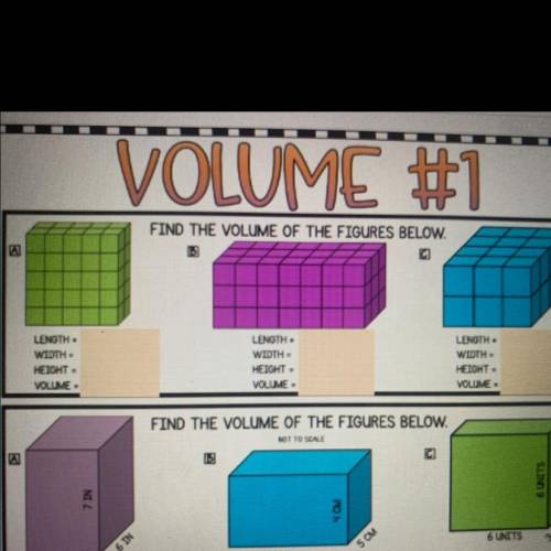 Find the volume of the figure below for A, B, C