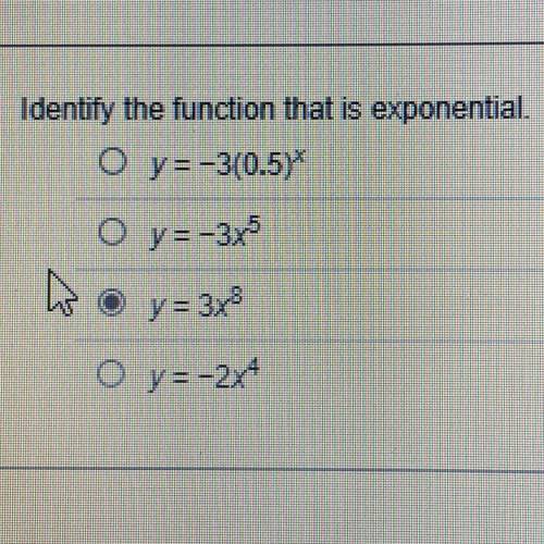 Identify the function on that is exponential