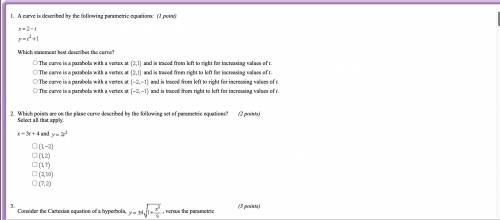 Does anyone have answers to the Parametric Functions Test? Pre-Calc