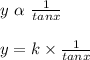 y  \  \alpha \  \frac{1}{tan x}\\\\y = k \times \frac{1}{tanx}