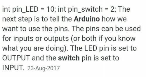 What is code in Arduino to turn led on and off