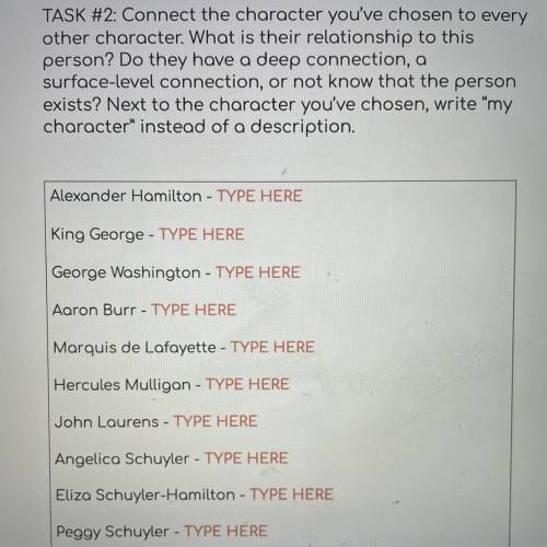PLEASE HELP

So I the Person I chose is George Washington and I have to connect him to all the oth