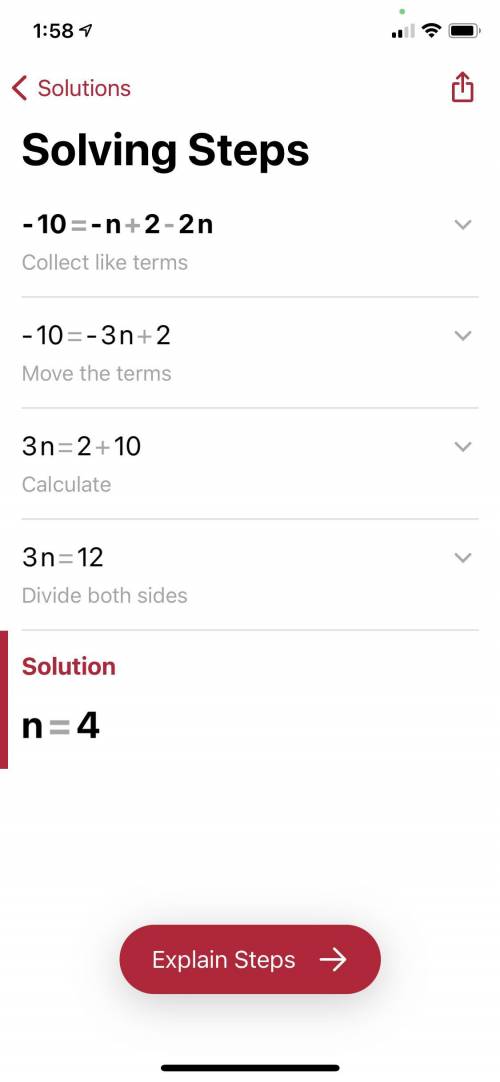 -10 = -n + 2 - 2n how do u solve this pls