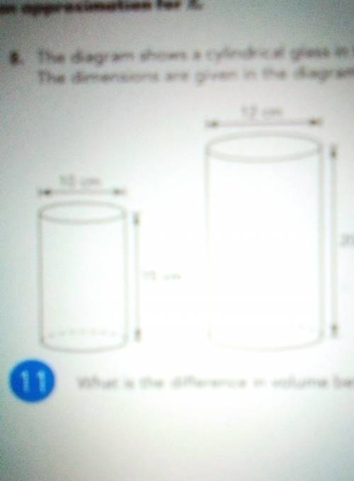 The diagram shows a cylindrical glass in two sizes small and large the dimensions are given in the