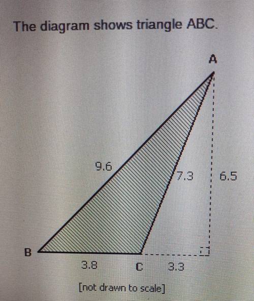 Use the drop down menus to make each true: The base of triangle ABC is ? units

The height of tria
