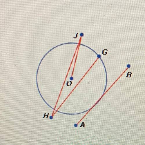 Which of the segments below is a secant?
A OJ
B AB
C HJ