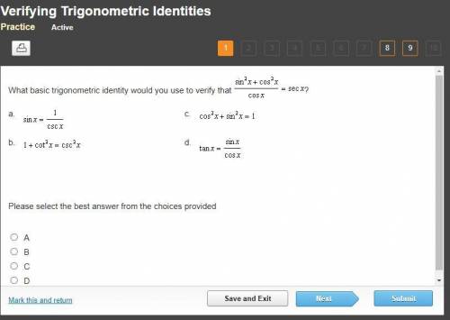 What basic trigonometric identity would you use to verify that (See attached Image)