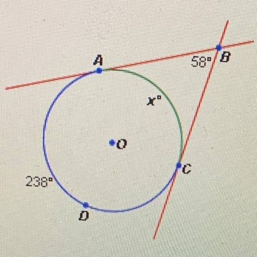 In the diagram below, AB and BC are tangent to Oo. Which equation could

be solved to find x, the