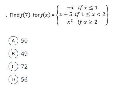 Math Question Help to solve Multiple Choice