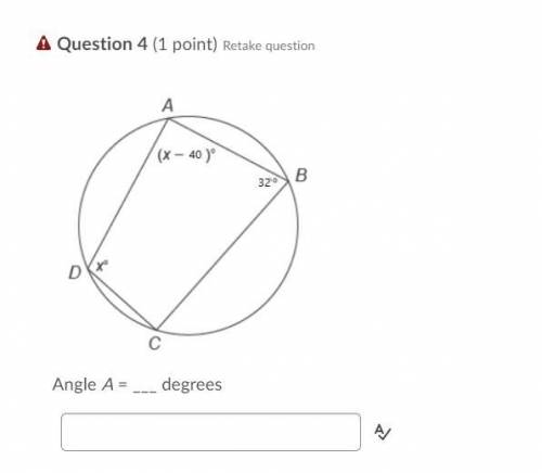 PLEASE HELP ME ACE THIS
angle a = ___ degrees