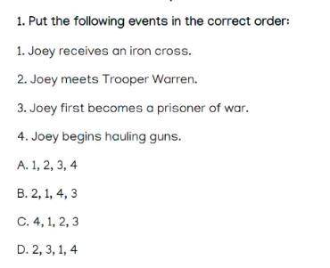 Hi i have this test about War Horse and i need help
