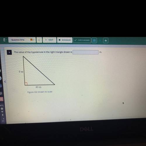 The value of the hypotenuse in the right triangle show is blank m.