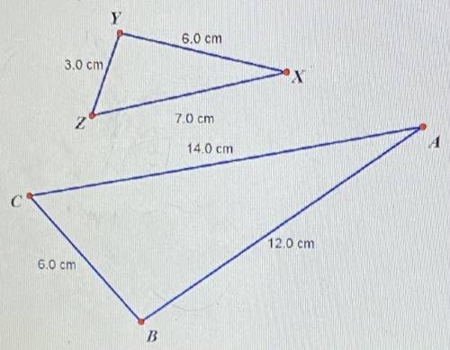 PLEASE HELP FAST!!! The triangles below are similar.

Which similarly statement expresses the rela