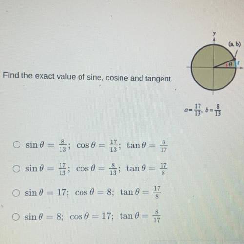 Find sine, cosine, and tangent