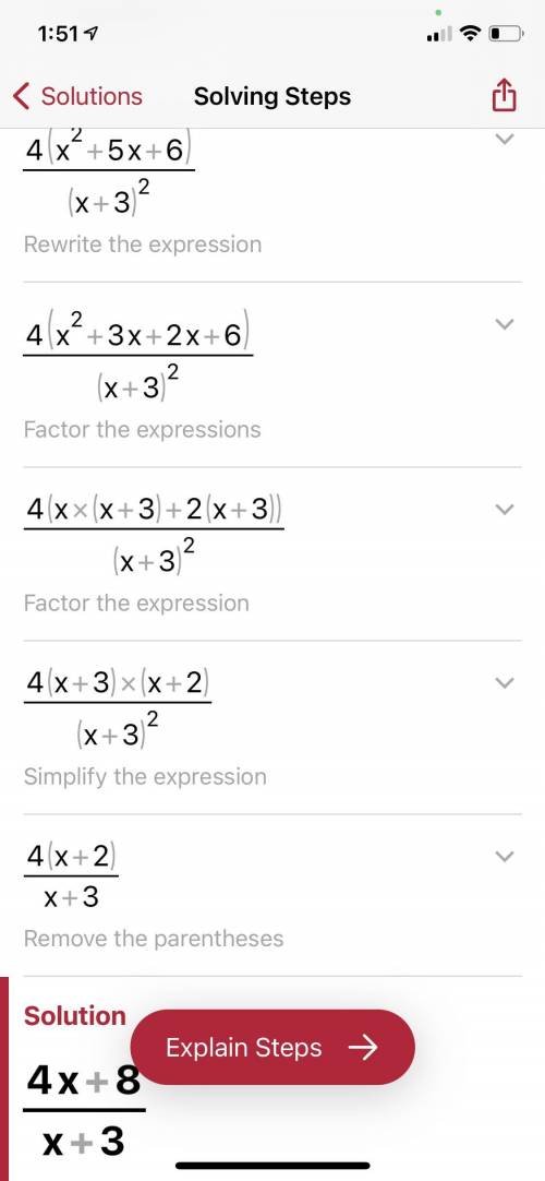 Simplify (4x^2 + 20x + 24) / (x + 3)^2