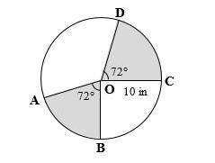 Find the area of the shaded regions. Give your answer as a completely simplified exact value in ter