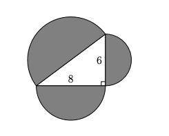 Semicircles are constructed on the three sides of a triangle as shown below. Find the area of the s