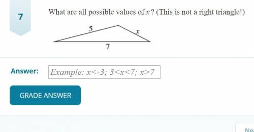 What are all possible values of x? (This is not a right triangle!)