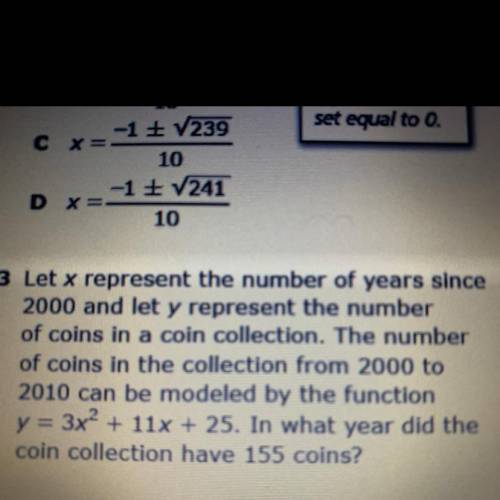 Let x represent the number of years since

2000 and let y represent the number
of coins in a coin