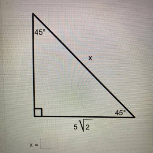 Solve for each missing side in the special right triangle.