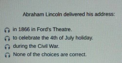 Abraham Lincoln delivered his address:

in 1866 in Ford's Theatre. to celebrate the 4th of July ho
