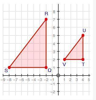 50 Points! Triangle QRS is similar to triangle TUV. Write the equation, in slope-intercept form, of