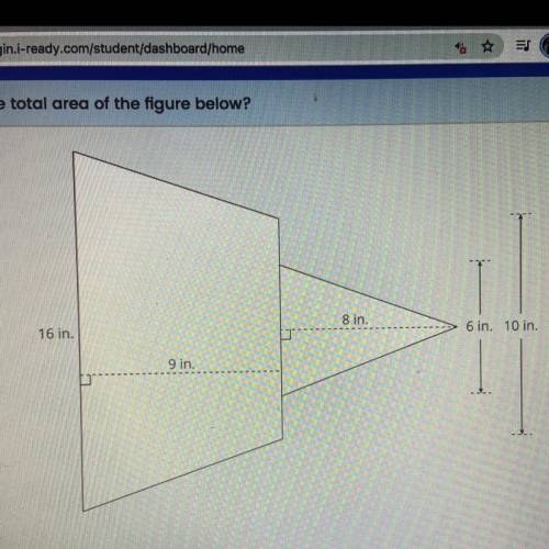 PLEASE HELP!!
What is the total area of the figure below?